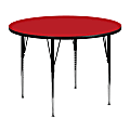 Flash Furniture 48'' Round HP Laminate Activity Table With Standard Height-Adjustable Legs, Red