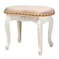 Baxton Studio Traditional French Country Provincial Upholstered Vanity Ottoman, Sand/White