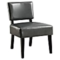 Monarch Specialties Bonded Leather Armless Accent Slipper Chair, Charcoal Gray/Black