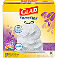 Glad ForceFlex Tall Kitchen Drawstring Trash Bags 13 Gallon White Trash Bag, Mediterranean Lavender scent with Febreze Freshness 110 Count