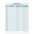 HIPAA Compliant Patient/Visitor Privacy 2-Part Sign-In Sheets, With Out-Of-Country Box, 8-1/2" x 11", Blue, Pack Of 250 Sheets
