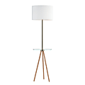 Kenroy Home Nash Floor Lamp With Tray, 61"H, White Shade/Woodgrain And Antique Brass Base 1 thumbnail image