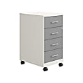 Space Solutions SOHO 18" Deep 4 Drawer Metal Mobile Organizer, 4 Box Drawers, Locking- Pearl White/Arctic Silver 1 thumbnail image