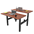 Loctek Height-Adjustable Dual Bench Desk, Black/Mahogany