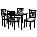 Baxton Studio Jackson 5-Piece Dining Set, 29-1/8"H x 43-5/16"W x 27-9/16"D, Gray/Espresso 1 thumbnail image