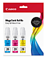 Canon GI-20 InkJet Cyan, Magenta, Yellow Ink Bottle Value Pack, Pack Of 3 Bottles, 3394C003 1 thumbnail image