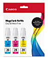 Canon GI-20 InkJet Cyan, Magenta, Yellow Ink Bottle Value Pack, Pack Of 3 Bottles, 3394C003
