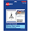 Avery® Glossy Permanent Labels With Sure Feed®, 94261-CGF100, Rectangle, 8" x 3-1/2", Clear, Pack Of 200