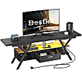 Bestier 70" Gaming TV Stand For 75" TVs, 22-1/16”H x 70-1/8”W x 15-3/4”D, Black Carbon