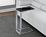 Monarch Specialties Two Tone Accent/Snack Table, Rectangle, Black/Silver