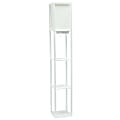 Simple Designs Etagere Organizer Floor Lamp, 62-1/2”H, White Base/White Shade