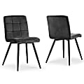 Glamour Home Anika Velvet Dining Chairs With Metal Legs, Black, Set Of 2 Chairs