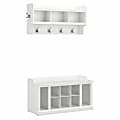 Bush Furniture Woodland 40"W Shoe Storage Bench With Shelves And Wall-Mounted Coat Rack, White Ash, Standard Delivery 1 thumbnail image