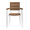Inval Madeira Indoor And Outdoor Patio Dining Chairs, White/Teak Brown, Pack Of 4 Chairs