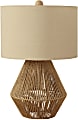 Monarch Specialties Jarvis Table Lamp, 22”H, Beige/Brown