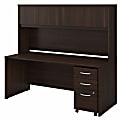 Bush® Business Furniture Studio C 72"W Office Desk With Hutch And Mobile File Cabinet, Black Walnut, Standard Delivery