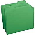 Business Source Reinforced Tab Colored File Folders - Green - 10% Recycled - 100 / Box