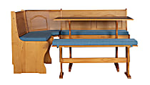 Linon Jessica 4-Piece Nook Set With Cushions, Natural/Blue 1 thumbnail image