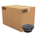 GEN Plastic Food Containers With Lids, 16 Oz, 2”H x 6-5/16”W x 6-5/16”D, Black/Clear, Pack Of 150 Containers 1 thumbnail image