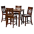 Baxton Studio Verina Pub Set, 36"H x 35-7/16"W x 35-7/16"D, Gray/Walnut