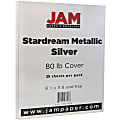 JAM Paper® Color Multi-Use Card Stock, Silver Stardream Metallic, Letter (8.5" x 11"), 80 Lb, Pack Of 25