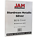 JAM Paper® Color Multi-Use Card Stock, Silver Stardream Metallic, Letter (8.5" x 11"), 80 Lb, Pack Of 25 1 thumbnail image
