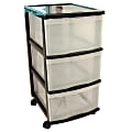 Gracious Living 3-Drawer Mobile Storage Cart, 26 3/4"H x 16 1/2"W x 13 1/2"D, Black/Clear 1 thumbnail image