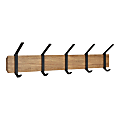 Kate and Laurel Rossmore Wood And Metal 5-Hook Shelf, 4-3/8”H x 29-15/16”W x 7-1/4”D, Rustic Brown/Black 1 thumbnail image