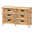 bali & pari Dariana 35”W Modern Bohemian Storage Cabinet, Natural Brown