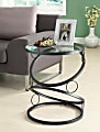 Monarch Specialties Metal Accent Table With Glass Top, Round, Black