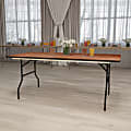 Flash Furniture Rectangular Wood Folding Banquet Table, 30"H x 36"W x 72"D, Natural/Black