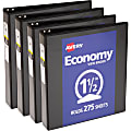 Avery® Economy View Binder, 1 1/2" Ring, 8 1/2" x 11", Black, Pack Of 4