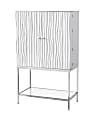 Coast to Coast Mirabelle Coastal 2-Door Wine Bar Cabinet, 60"H x 36"W x 20"D, Waves Glossy White 1 thumbnail image