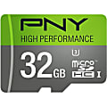 PNY High Performance 32 GB Class 10/UHS-I (U3) microSDHC - 60 MB/s Read - 60 MB/s Write - 1 Year Warranty