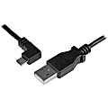 StarTech.com Micro-USB Charge-and-Sync Cable M/M - Left-Angle Micro-USB - 24 AWG - 0.5 m - 1.64 ft USB Data Transfer Cable for Tablet, Notebook, Phone - First End: 1 x Type A Male USB - Second End: 1 x Type B Male Micro USB - 60 MB/s - Shielding