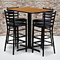 Flash Furniture Rectangle Table And 4 Ladder-Back Bar Stools, 42"H x 24"W x 42"D, Natural/Black