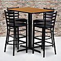 Flash Furniture Rectangle Table And 4 Ladder-Back Bar Stools, 42"H x 24"W x 42"D, Natural/Black 1 thumbnail image