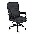 Lorell® Big & Tall Double Cushion Ergonomic Bonded Leather Executive Chair, Black