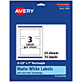Avery® Permanent Labels With Sure Feed®, 94247-WMP25, Rectangle, 2-1/2" x 7", White, Pack Of 75