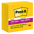 Post-it Super Sticky Notes, 3" x 3", Electric Yellow, Pack Of 5 Pads