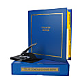 Custom Standard Corporate Kit, 1-1/2" Blue Binder, 20 Blue Stock Certificates, 1-5/8" Corporate Seal Embosser