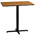 Flash Furniture Laminate Rectangular Table Top With Bar-Height Table Base, 43-1/8"H x 24"W x 42"D, Natural/Black