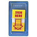 Sparco "Sign Here" Preprinted Self-Stick Flags, 1" x 1 3/4", Yellow, Pack Of 100