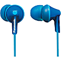 Panasonic Earbud Headphones - Stereo - Mini-phone - Wired - 16 Ohm - 10 Hz - 24 kHz - Earbud - Binaural - In-ear - 3.61 ft Cable - Blue
