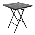 Elama Plastic Rattan Folding Square Outdoor Furniture Table, 29-1/8"H x 23-5/8"W x 23-5/8"D, Black