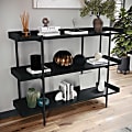 Martha Stewart Emmett 37"H 3-Shelf Storage Display Unit Bookcase With Metal Frame, Black Wood Grain/Oil Rubbed Bronze