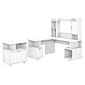 kathy ireland® Home by Bush Furniture Madison Avenue 60"W L-Shaped Desk With Hutch And Lateral File Cabinet, Pure White, Standard Delivery 1 thumbnail image
