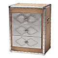 Baxton Studio Audric 3-Drawer Accent Storage Cabinet, Sliver/Golden Oak 1 thumbnail image