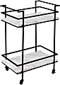 Honey Can Do 2-Tier 16” Rolling Bar Cart, Black/White