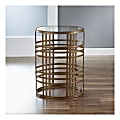 FirsTime & Co.® Woven Brass Side Table, Round, Clear/Antique Gold